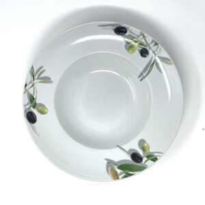 Gibson‎ Meritage Wide Rim Serving Bowl Olive Pattern 12" Fine Ceramic